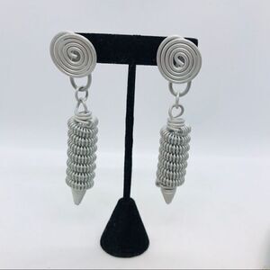 Vintage 1980s Silver Statement Dangle Earrings